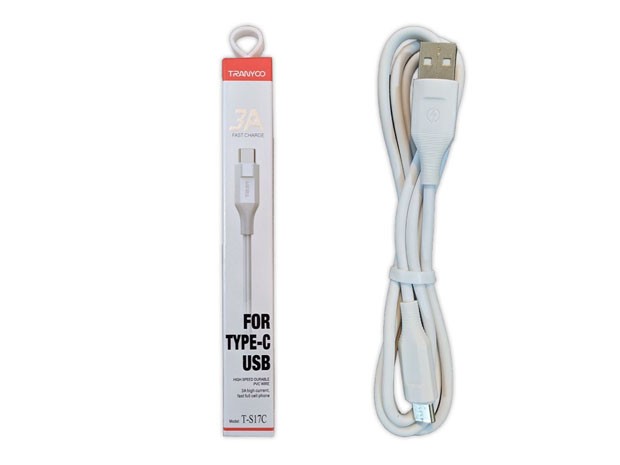 &ua CABLE CARGADOR TIPO C TRANYCO 3A 1MTS T-S17C